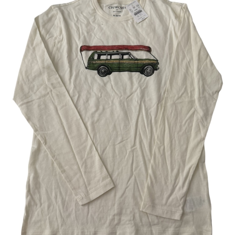 Boys J Crew ivory long sleeve tshirt. Size XL (10-12)